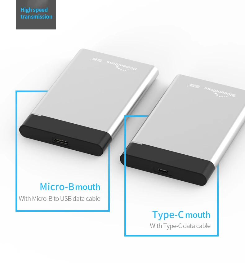 Blueendless док-станция для Hdd алюминиевый 2,5 'USB 3,0 серебристый корпус для Hdd чехол для ноутбука Disco Duro Externo& 30