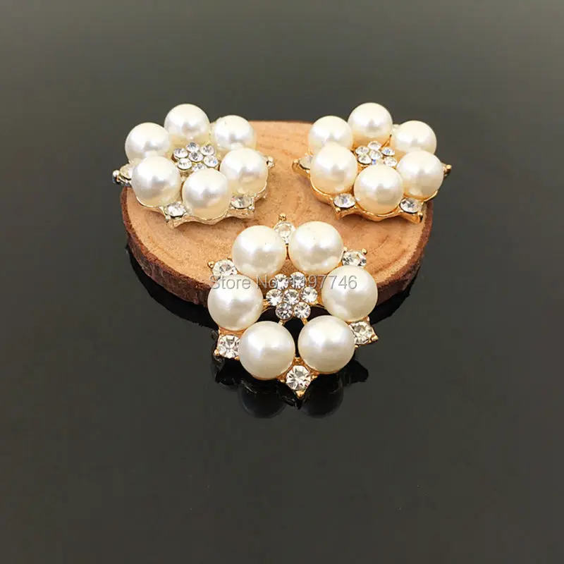 Стразы белый жемчуг цветок свадебное платье пуговицы с плоским основанием