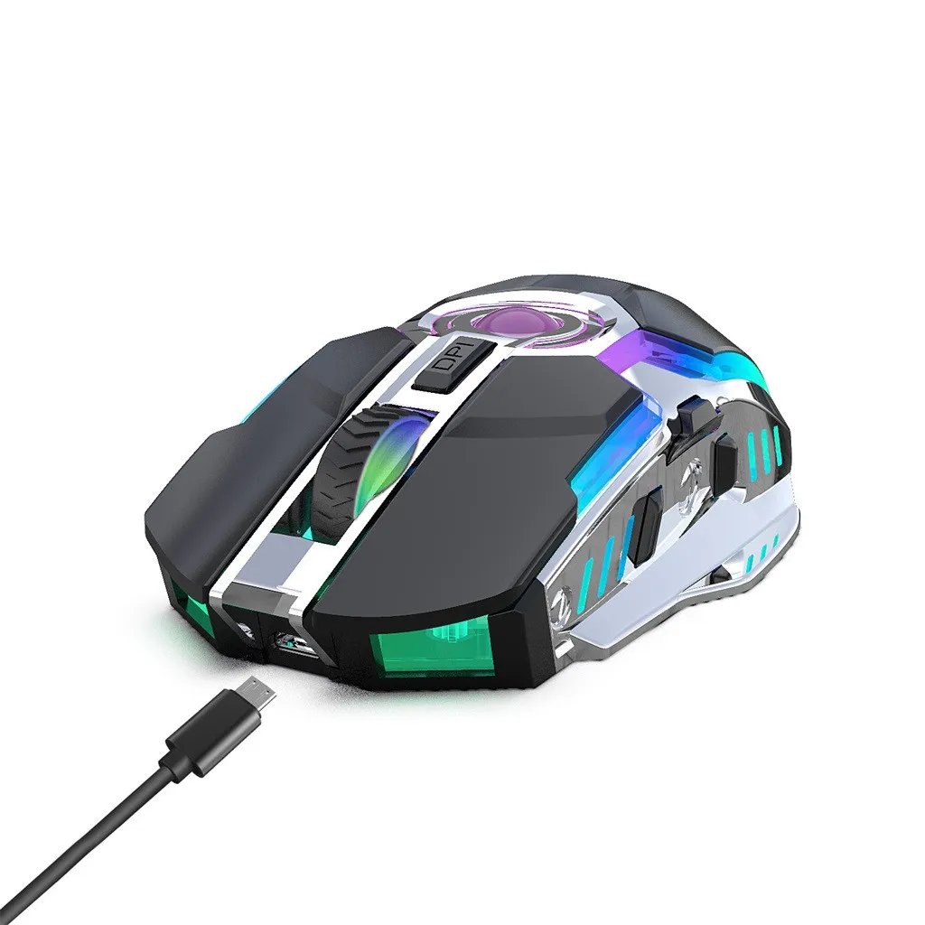 Gamer игровая мышь 2400DPI Регулируемая 2 4 ГГц беспроводная перезаряжаемая RGB лампа