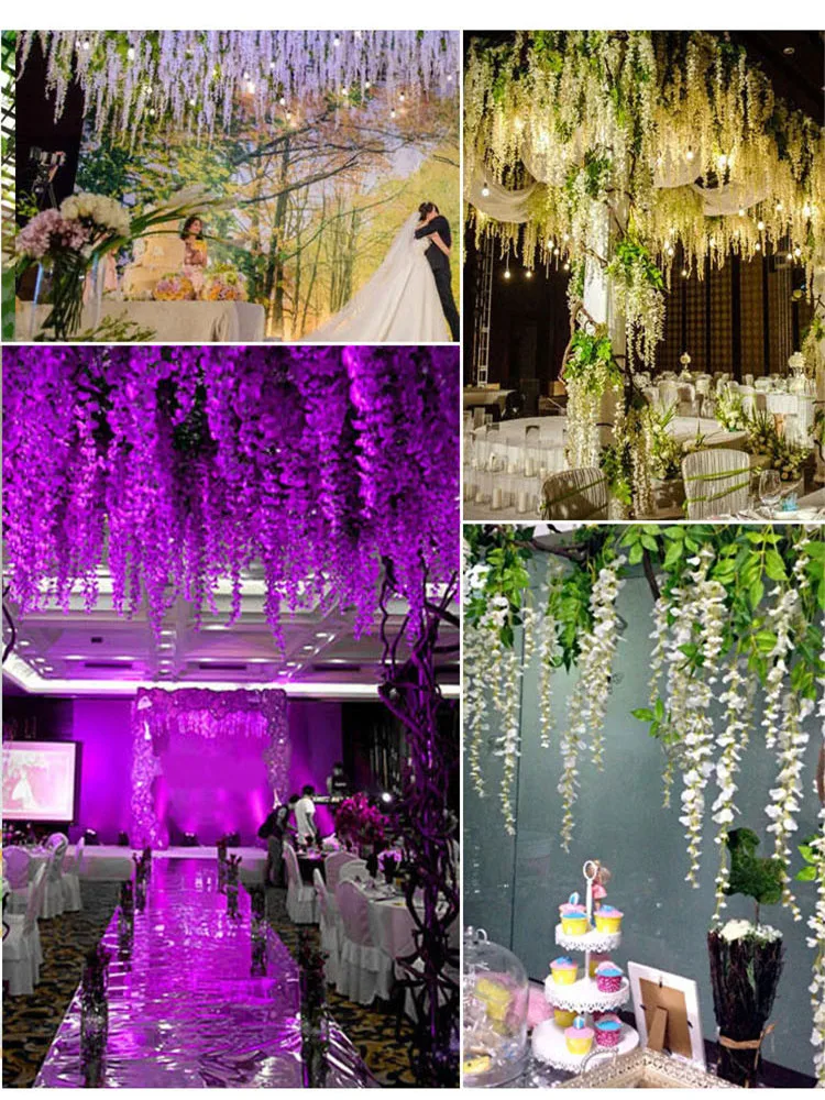 

7 Colors Elegant Artificial Silk Flower Wisteria Vine Rattan For Garden Home Wedding Decoration Supplies 75cm and 110cm A