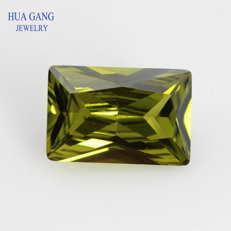 Прямоугольные камни Peridot 5A искусственные с кубическим цирконием для ювелирных