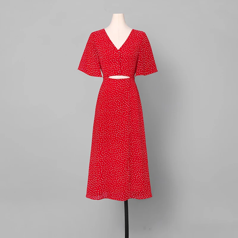 Сексуальные модные женские платья Vestidos в горошек с коротким рукавом открытые