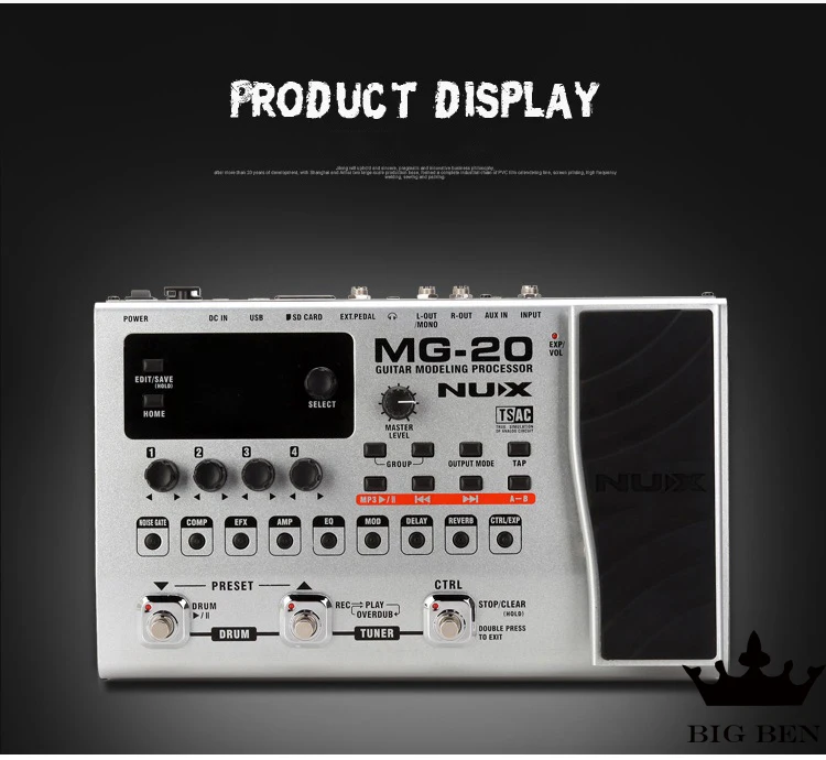MG20 гитарный моделирующий процессор более 60 моделей барабанная машина looper Встроенный тюнер выразительные педали электрогитары эффекты