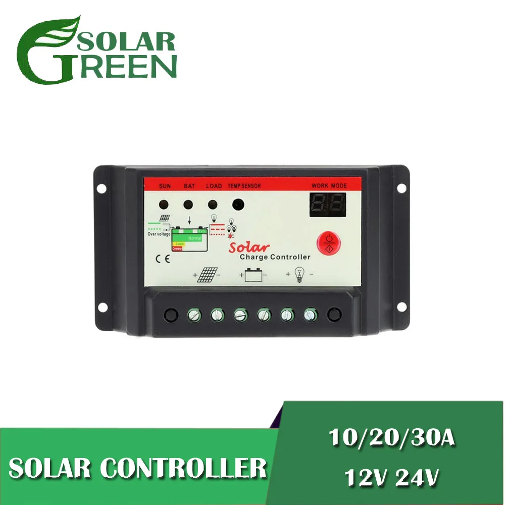 Таймер контроллера заряда батареи панели солнечных батарей 10/20/30 А 12 В 24