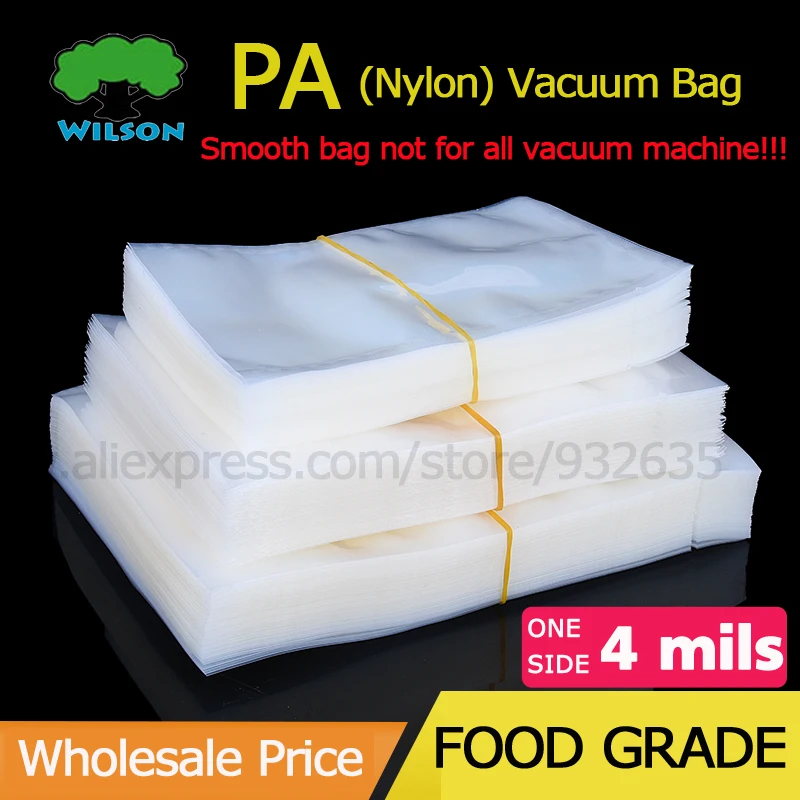 (Open 7-17cm ) 100 Pcs Nylon PA Vacuum Bag 4 Mils For Food Storage Clear Heat Sealing Bag Heavy Duty Thickness Both 20 Microns