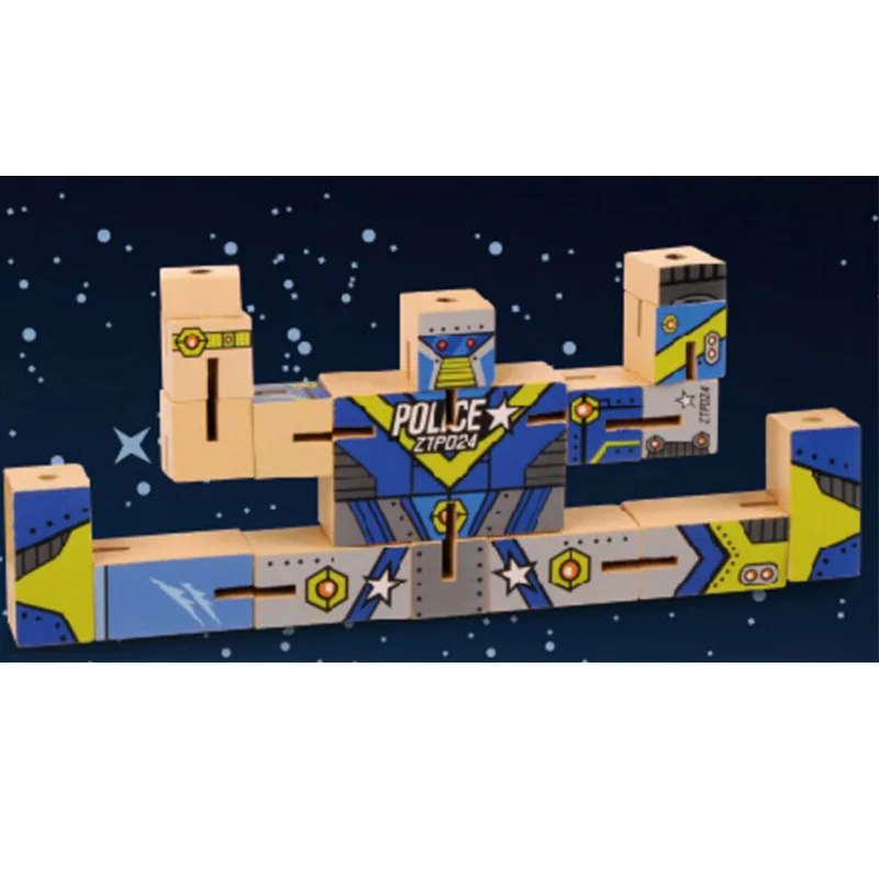 Игрушка прорезыватель для мозга 3D деревянная головоломка полицейский замок