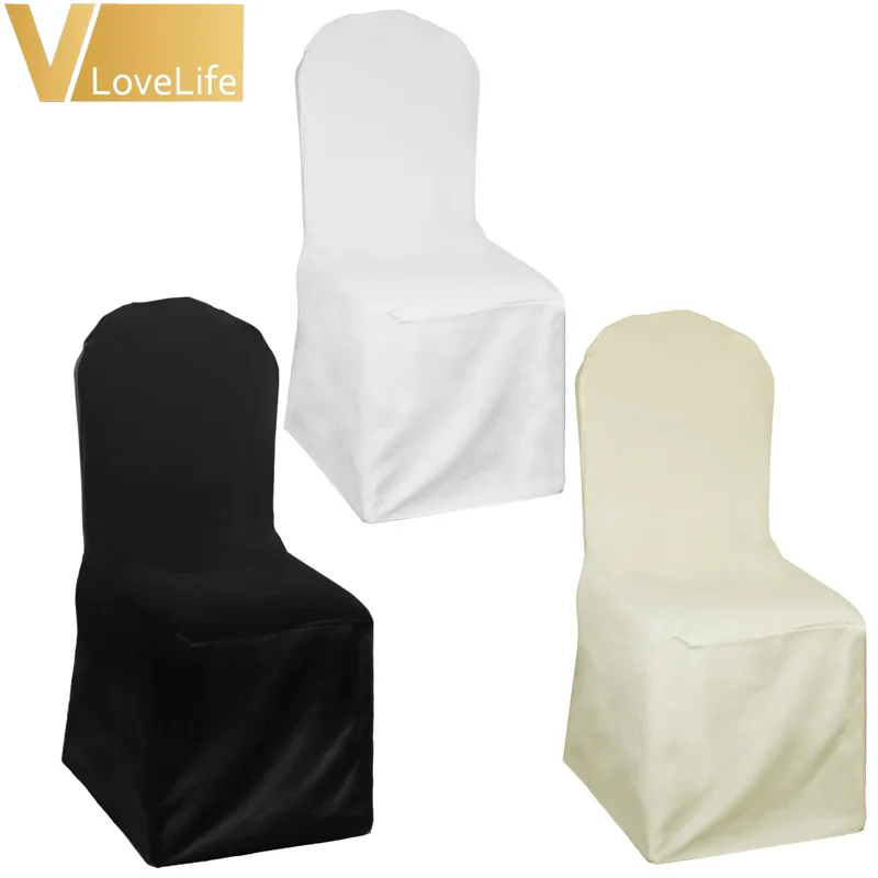 10 шт./лот черный/слоновая кость/белый полиэфирный чехол для стула свадьбы