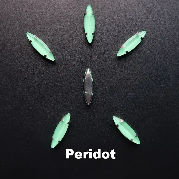 A9 Peridot Серебряная цепь коготь настройки 50 шт./упак. 4*15 мм желейные конфеты стекло с украшением в виде кристаллов Наветт Маркиза Форма пришить стразы кристаллы одежды «сделай сам» - Цвет: A9 Peridot
