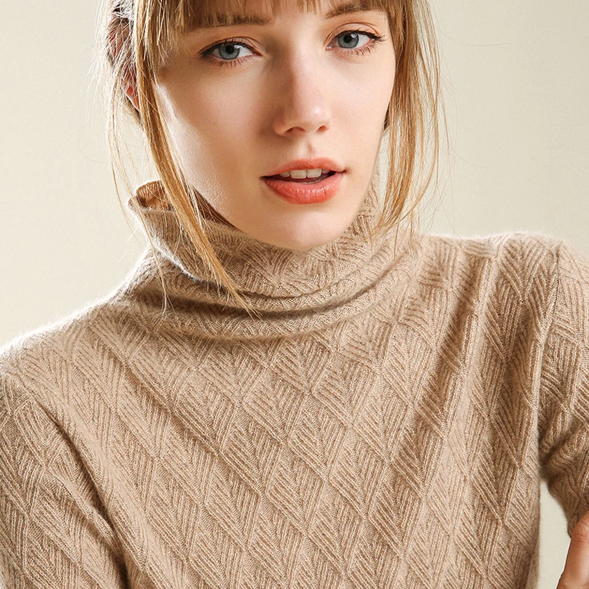 Мягкие свитера и пуловеры с высоким воротом для женщин кашемировый теплый