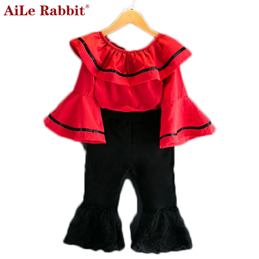 Новый костюм для девочек AiLe Rabbit топ и штаны комплект из 2 предметов кружевные