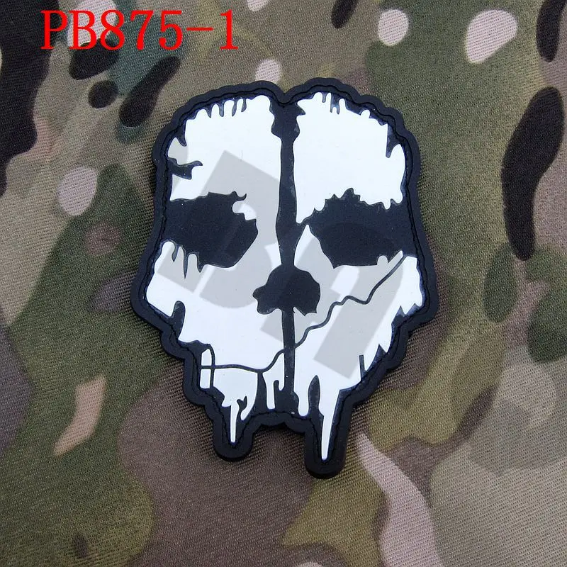 PB875 Black 3D ПВХ патч призраки моральная, военная Резиновый патч - Цвет: PB875 Black