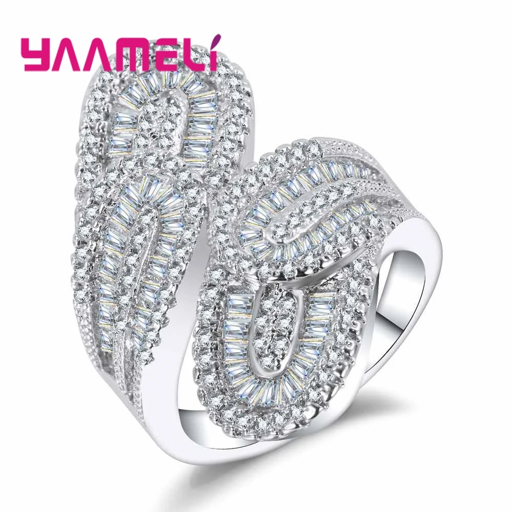 

Fine Wedding Engagement CZ Crystal Ring 925 Sterling Silver Cubic Zircon Bague Jewelry for Women Wife Best Gifts
