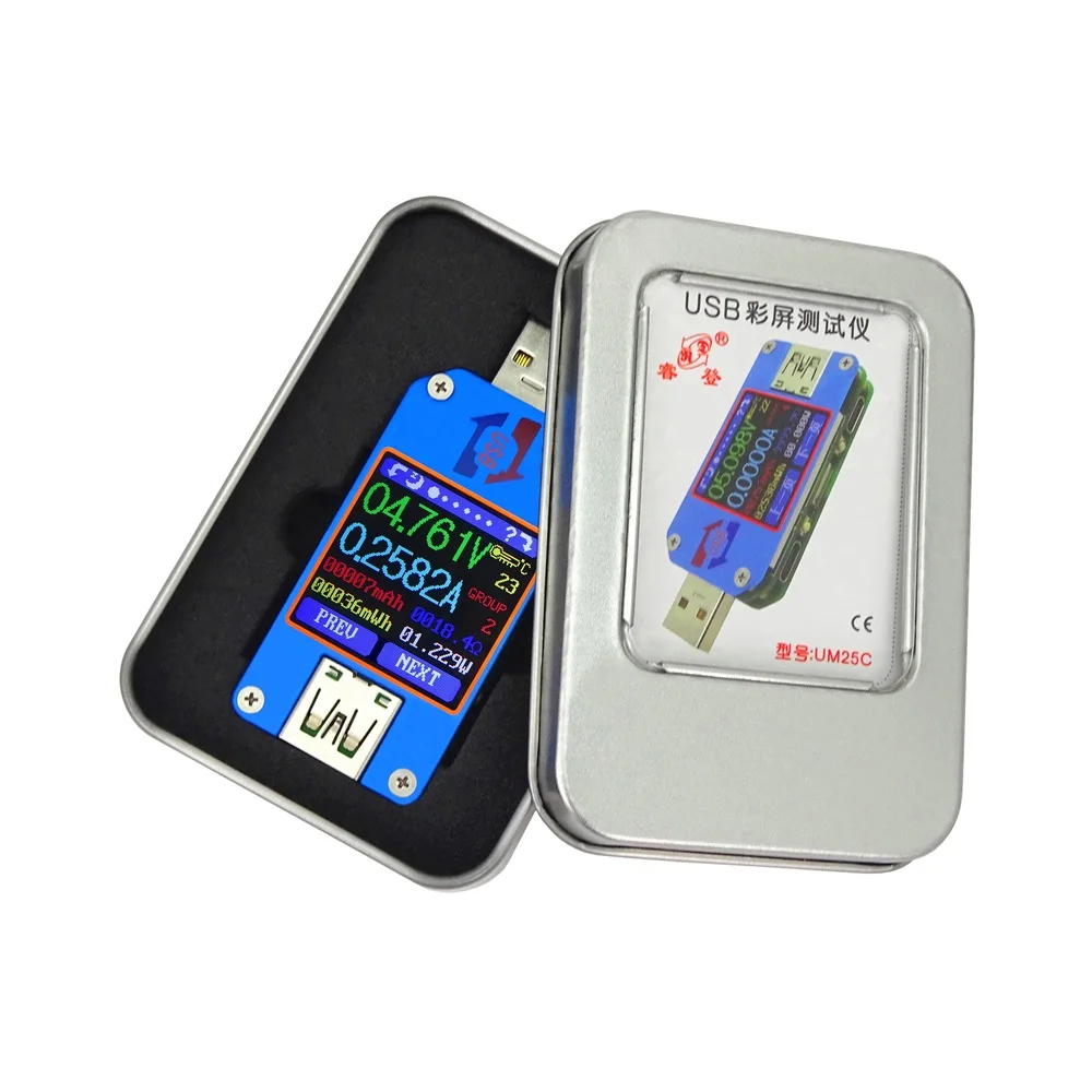 ALLSOME UM25C USB 2 0 Type C цветной ЖК тестер напряжение vurrint метр Вольтметр Амперметр