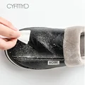 Mens slippers Home Winter Indoor Warm Shoes Thick Bottom Plush Waterproof Leather House slippers man Cotton shoes 2020 New