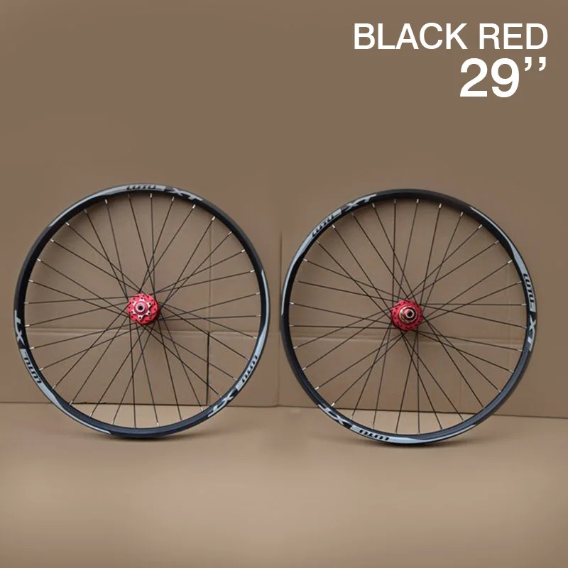 Black Red-29 Супер хороший набор колес для горного велосипеда MTB 26 27,5 29er 32H дисковый тормоз 11 скоростей 4 подшипника велосипедные колеса запчасти для велосипеда - Цвет: Black Red-29