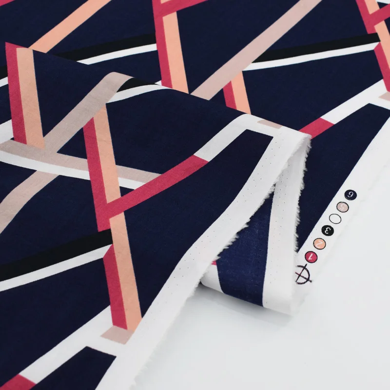 LEO &amp LIN новая хлопковая темно-синяя красная модная ткань с геометрическим