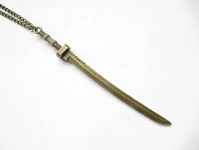2 шт. оптовая продажа ~ Бронзовый меч Цепочки и ожерелья катана самурая ниндзя
