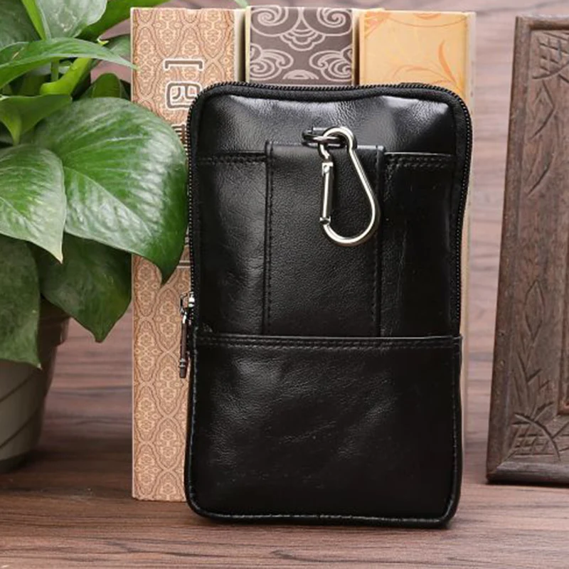 Поясная Сумка из натуральной кожи для мужчин кошелек мобильного телефона 5 6