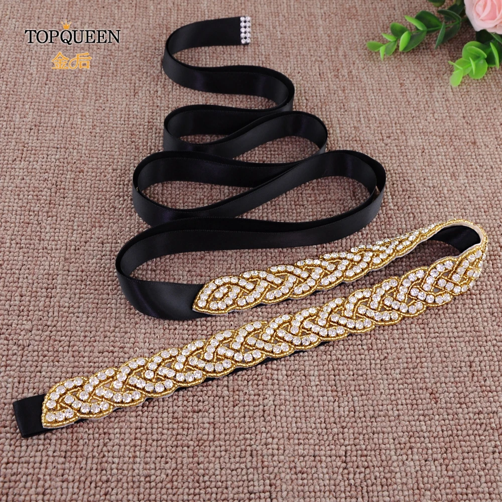 TOPQUEEN S216 G золото талия пояс необычные Стразы золотые бусины свадебный золотой для