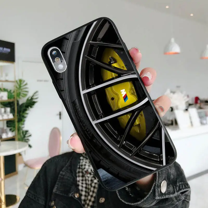 Роскошный бренд BMW tire черный мягкий Силиконовый ТПУ чехол для телефона iPhone MAX XR XS