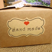 120pcs 2019 hot sale edge hand made heart handmade cake packaging sealing label kraft sticker baking diy gift stickers m1050