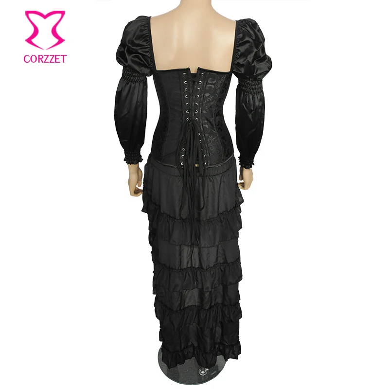 Черные корсеты и бюстье в викторианском стиле с пышными рукавами сексуальный