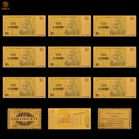 10pcslot zimbabwe gold banknote 10 dollar money replica currency paper banknote collections