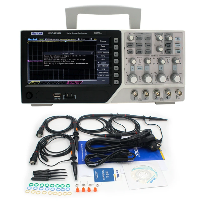 Цифровой портативный осциллограф Hantek DSO4254B 250 МГц 4 канальный ЖК USB 7 дюймовый