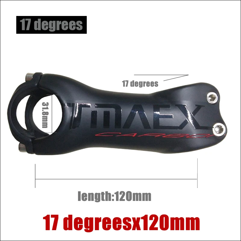 17 degrees 120mm TMAEX черный матовый карбоновый держатель велосипедный вынос руля велосипеда, углеродный руль для велосипеда стебли дороги углерода/MTB стенд 6/17 градусов 28,6 мм* 80/90/100/110/120 мм - Цвет: 17 degrees 120mm