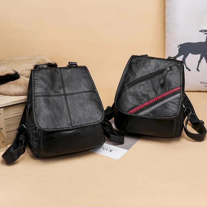 Женские рюкзаки из искусственной кожи на молнии модные школьные сумки для