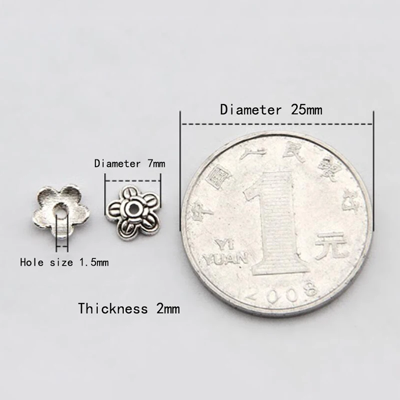Бусины в форме цветка с 5 лепестками крышка старинные серебряные цветы Torus для
