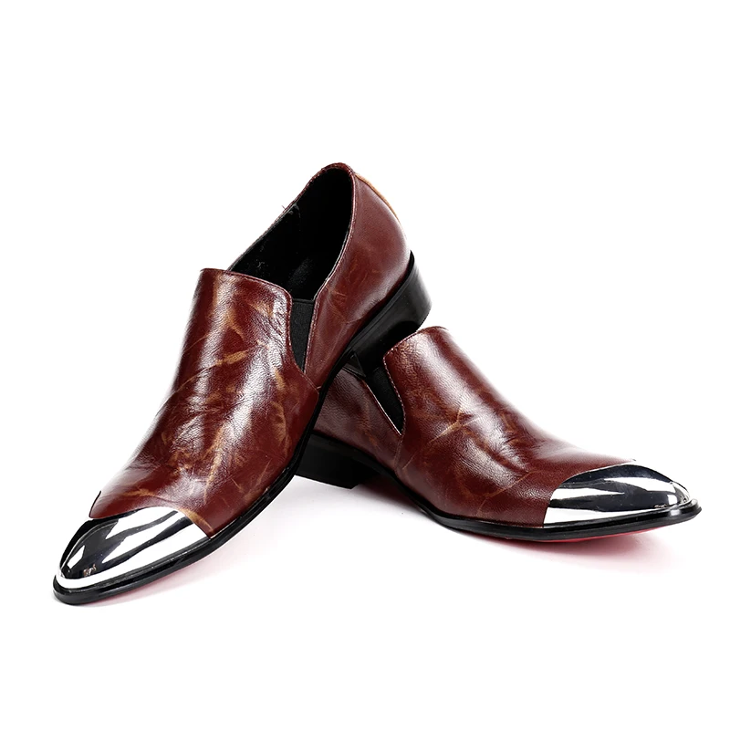 

Christia Bella Fashion Simplicity Genuine Leather Office Men Shoes Big Size Solid Pointed Toe Slip on Formal Party Dress Shoes