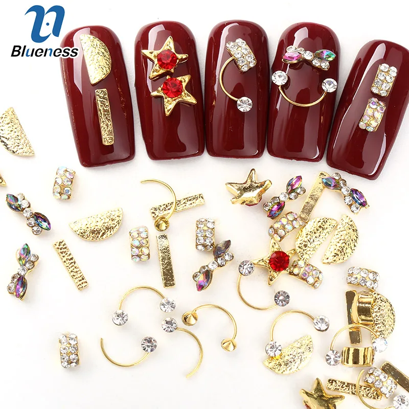Blueness 10pcs/lot 3D Nail Art Decoration Glod Silver DIY Glitter Crystal Rhinestones Studs Charms Jewelry For Nails Tool | Красота и