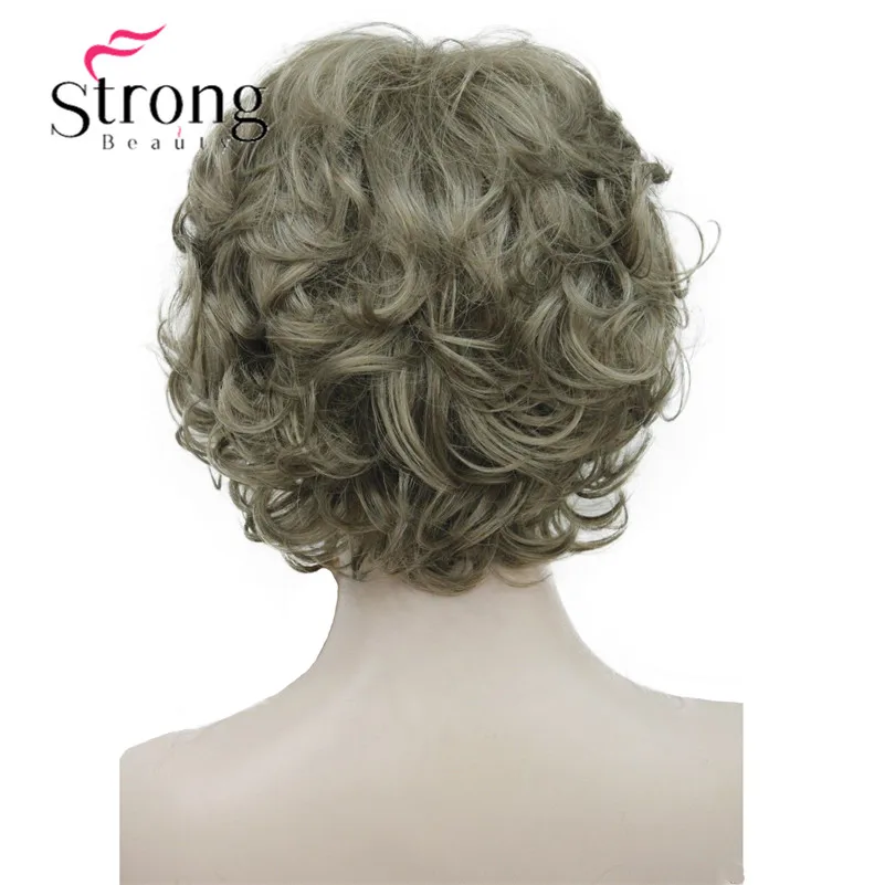 StrongBeauty короткий слоистый серебристо-серый Ombre полный синтетический парик женские парики выбор цвета - Цвет: 14  Dark Blonde