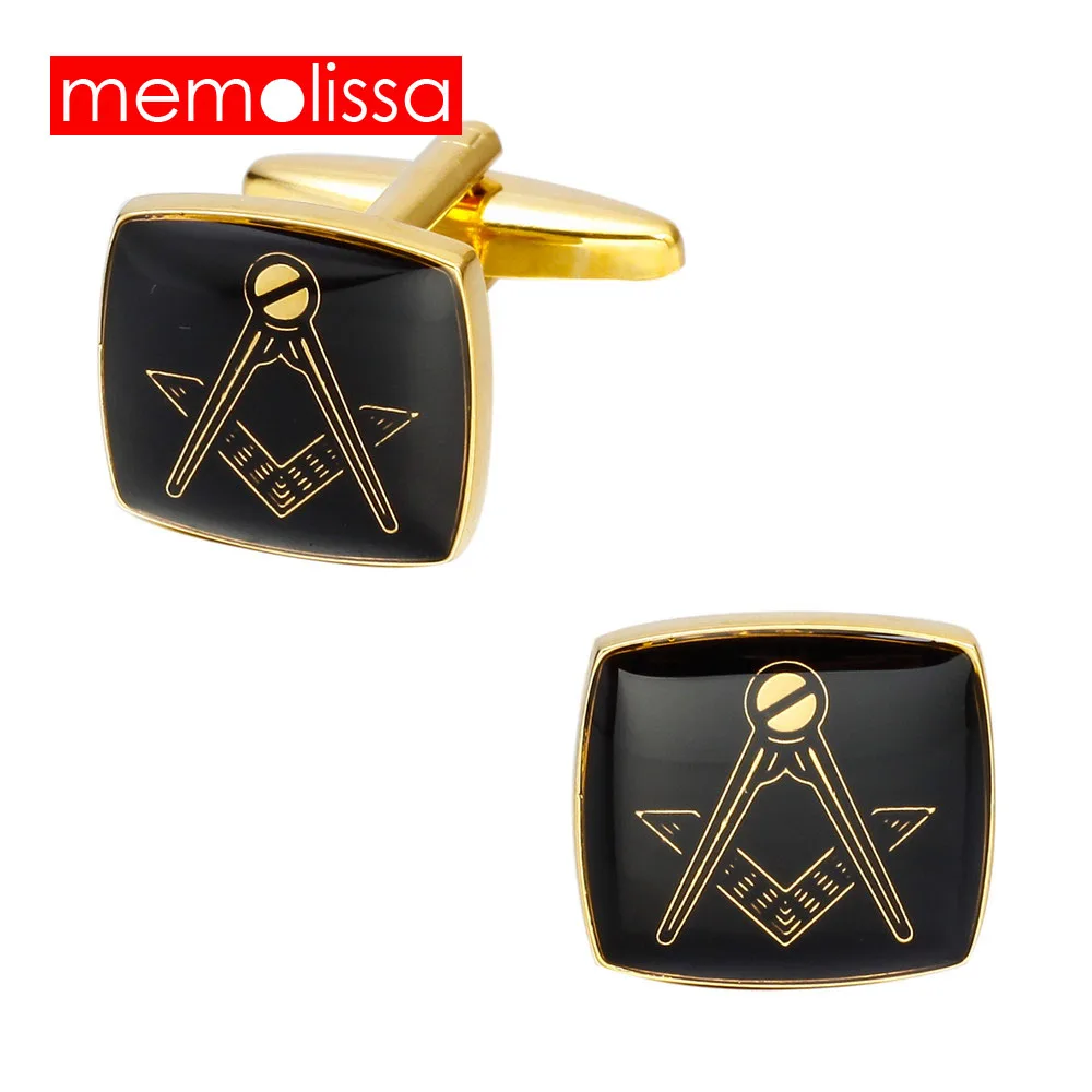

MeMolissa 3 Pairs Classic Gold Square Cufflinks Masonic Freemasonry Peace Mens Shirt Accessories For Mens Party Gift Wholesale