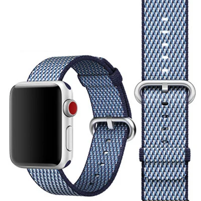 Lattice deep blue Лямка из нейлоновой ткани для наручных часов Apple watch, версии 44 мм 40 мм, correa, aplle watch 42 мм, 38 мм, браслет на запястье ремень наручных часов Iwatch, 4/3/2/1 - Цвет ремешка: Lattice deep blue