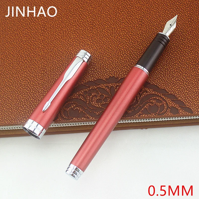 Jinhao 997 красный с серебряным зажимом авторучка 0 5 мм F перьевые металлические ручки