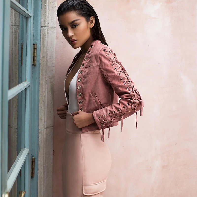 Бандажная Базовая замшевая куртка пальто 2017 мотоциклетная женская верхняя