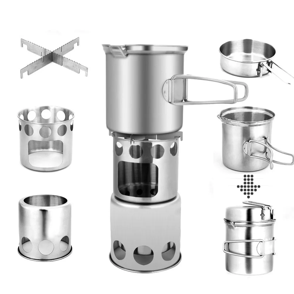 Camping camping utensils stainless steel bowls folding cooking guide hiking set Hiking taveling kitchen
