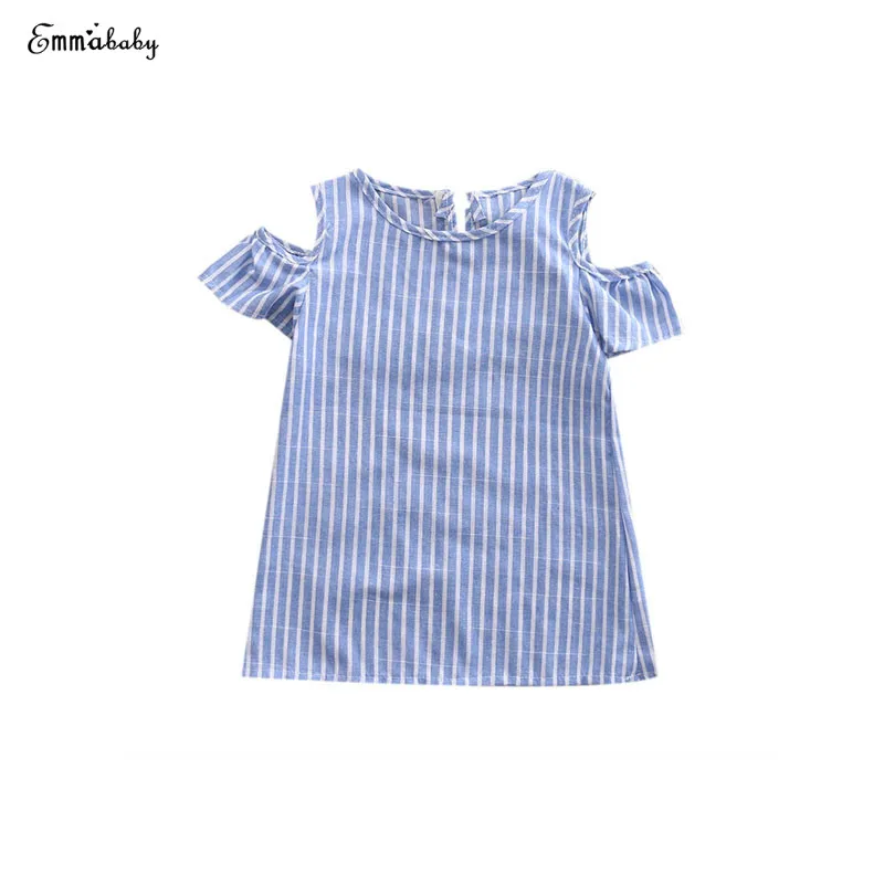 2017 Newborn Toddler Baby Girls Lovely Casual Bow Striped Blue Knee-Length Princess Dress Outfit Summer Party Clothes 2-7Y | Детская
