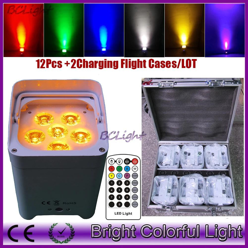 (12 огней + 2 зарядных футляра для полета/лот) доставка DHL Freedom Par Hex 6*18 Вт 6в1 RGBWA УФ