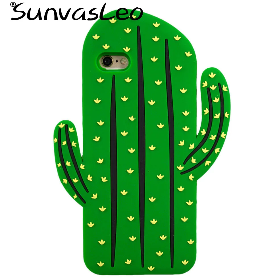 Cactus 3D милая Мягкая силиконовая задняя крышка с животными из мультфильмов для iPhone 5 5S 5C SE 6 6s 7 8 Plus X XS XR XS Max чехол для телефона Funda Capa - Цвет: Cactus