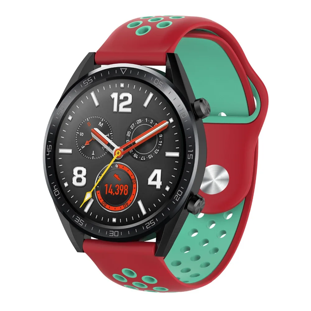 Двухцветный силиконовый ремешок для часов huawei Watch GT, быстросъемный спортивный ремешок для часов huawei GT2, 46 мм, браслеты