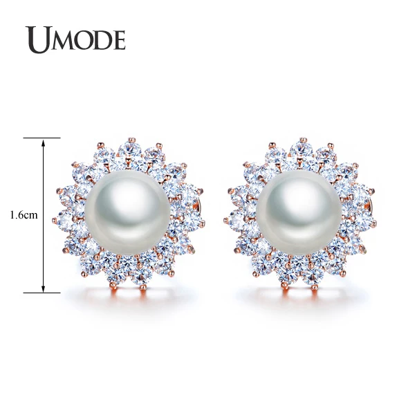 UMODE имитация жемчуга ювелирные изделия розовое золото/белое золото цвет серьги с