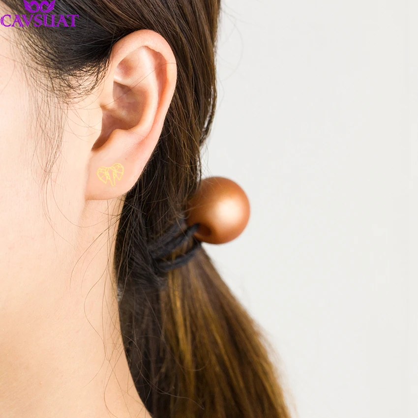 Оптовая продажа 10 пар минималистичные серьги гвоздики в виде слона Оригами из