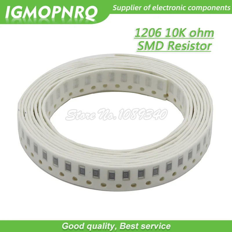 100 шт. 1206 SMD резистор 1% сопротивление 10K Ом чиповый 0 25 Вт 1/4 103 IGMOPNRQ|Резисторы| |