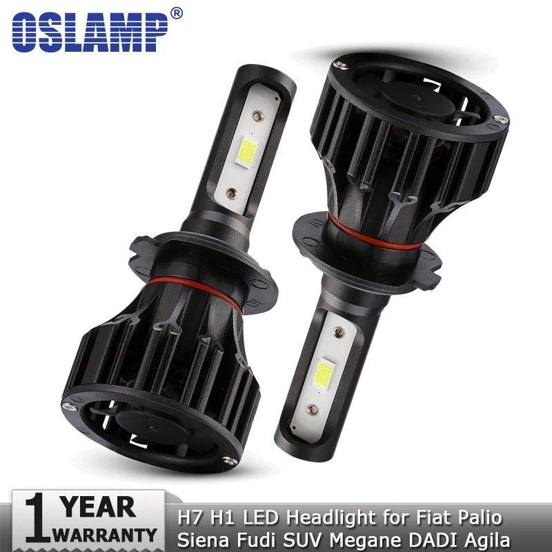 Oslamp H7 H1 Hi lo луч светодиодный фары для авто COB 72 W 8000LM 12 v 24 Fiat Palio Siena Fudi внедорожник