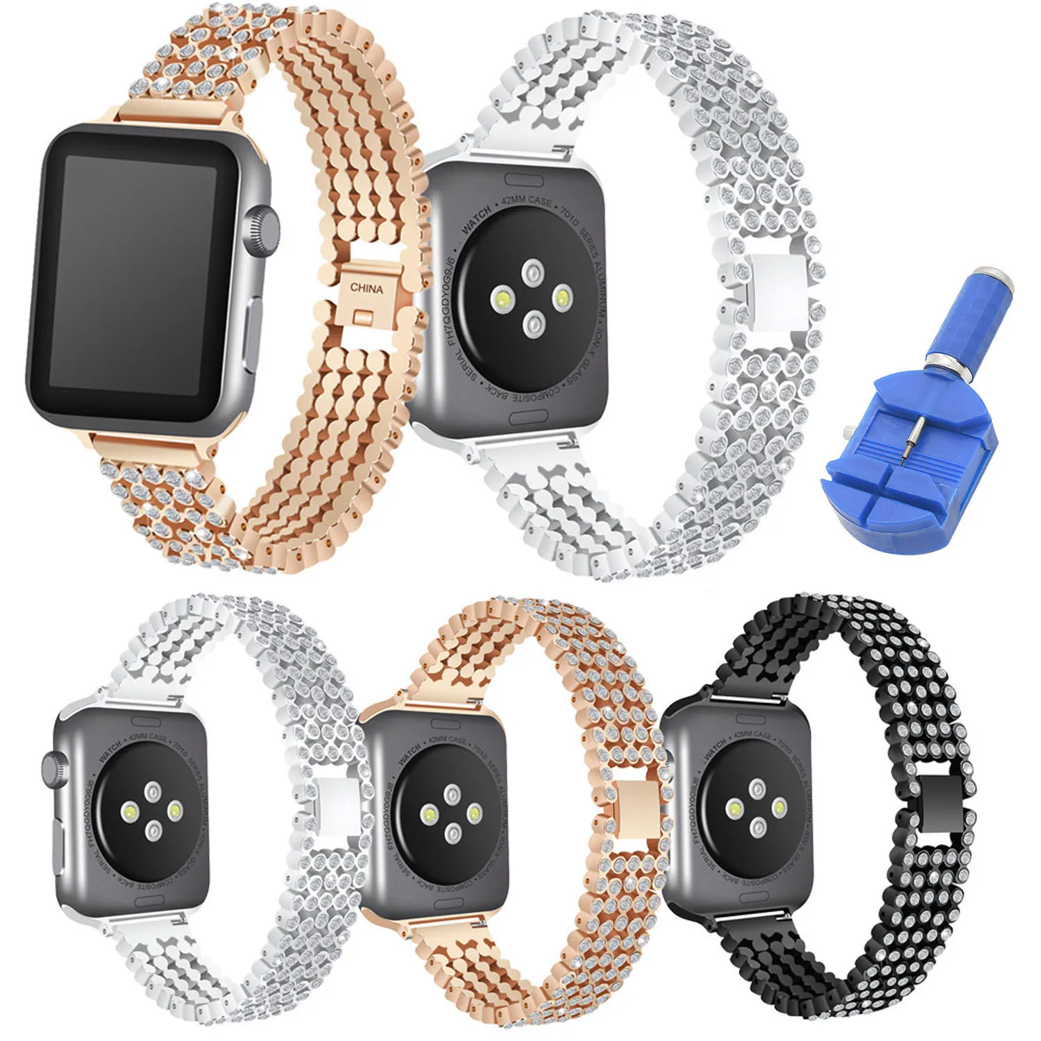 Ремешок Стразы для Apple Watch Series 5/4/3/2/1 роскошный браслет наручных часов iWatch 40/44 мм 42 38