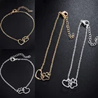 Полый собачий Браслет лапа, любовь, сердце, милый Амулет браслет на цепи, ювелирные изделия для женщин и девочек, памятные подарки