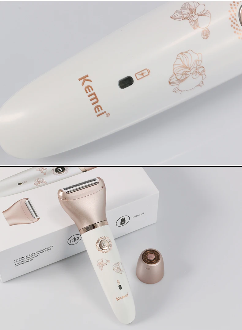 Kemei-1632 2 In 1 Women Electric Epilator Rechargeable Lady Shaver Depilation Machine Hair Removal Trimmer Epilator For Bikini